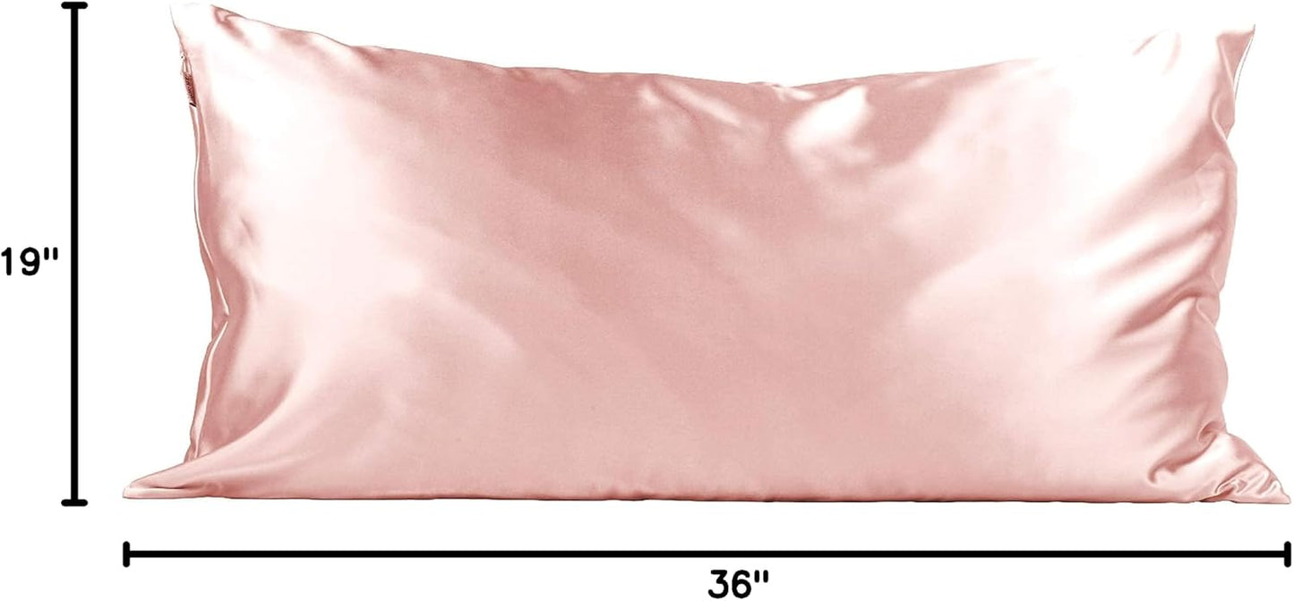 Kitsch Satin Pillowcase with Zipper for Hair & Skin - Softer Than Silk Pillow Cases, Smooth Cooling Satin Pillow Case, Wrinkle-Free, Machine Washable - Pillow Cases Standard Size (19x26) - Blush