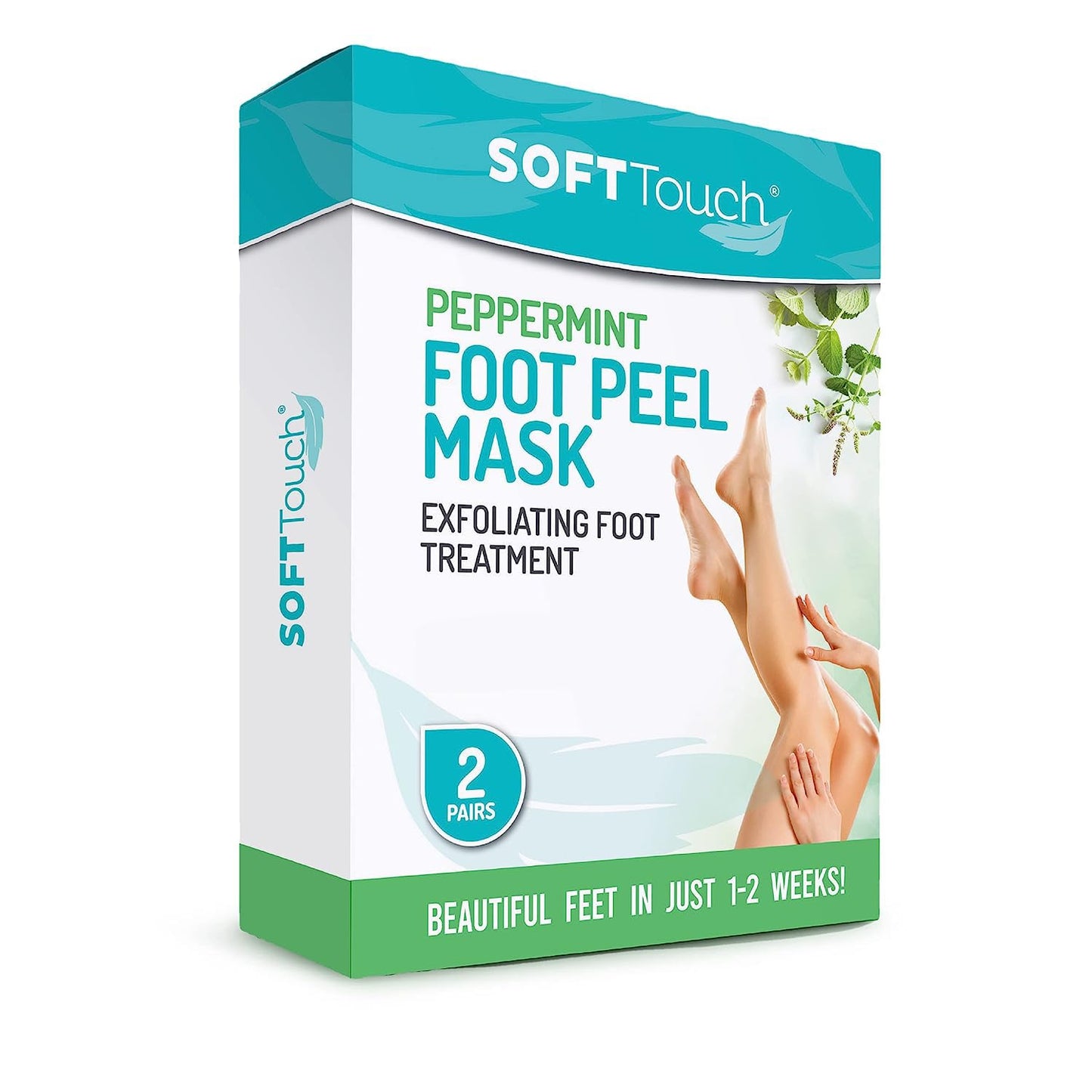 Dermora Soft Touch Foot Peel Mask - Pack of 2 Feet Peeling Masks for Dry, Cracked Heels & Calluses - Exfoliating Foot Mask Peel for Baby Soft Skin (Original)