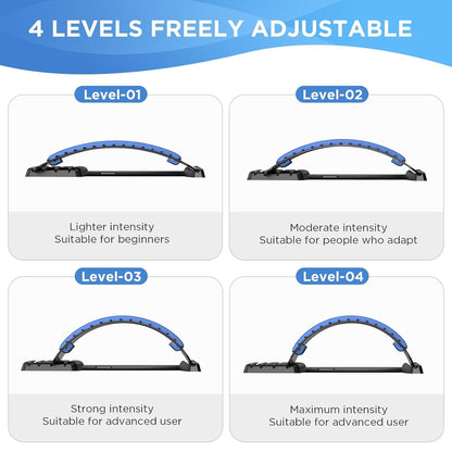 Professional Back Stretcher for Lower back Pain Relief, 4-Level Adjustable Lumbar Support Board with Acupressure Massage, Portable Cracking Device for Sciatica, Home & Car Use