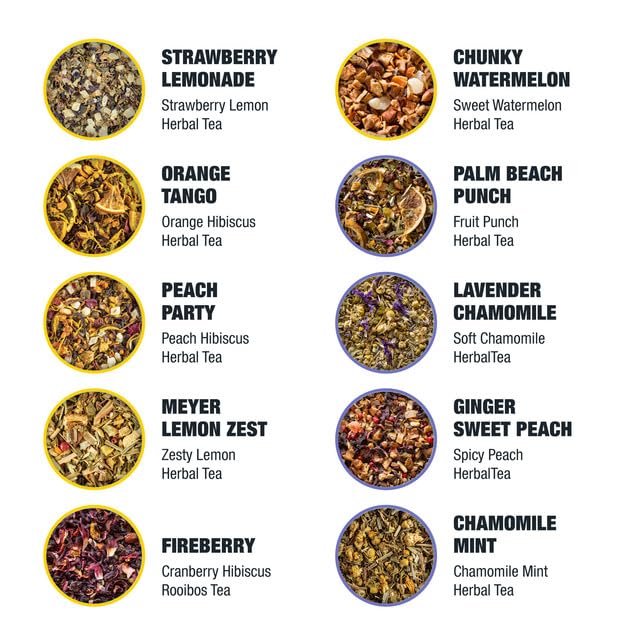Tiesta Tea - Discovery Sampler Dry Flight Set, Loose Leaf, High to No Caffeine, Hot & Iced Up to 200 Cups, Tea Variety Pack with Green, Herbal, Black & Chai Brew, 20 Resealable Sample Pouches