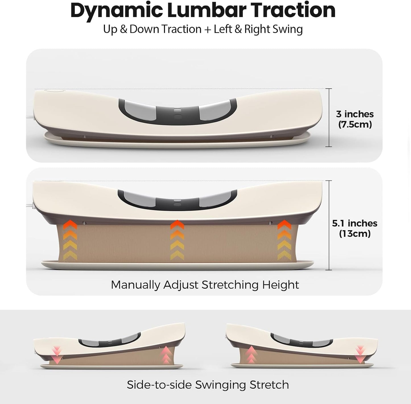 Quadruple Fusion Lower Back Massager for Back & Sciatica Pain Relief, Back Stretcher for Spinal Decompression, Lumbar Traction Device with Rocking Stretch & Height Adjust, Relaxation & Exercise Gift