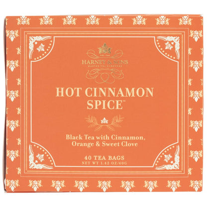 Harney & Sons Hot Cinnamon Spice Black Tea Bags, 40 Count