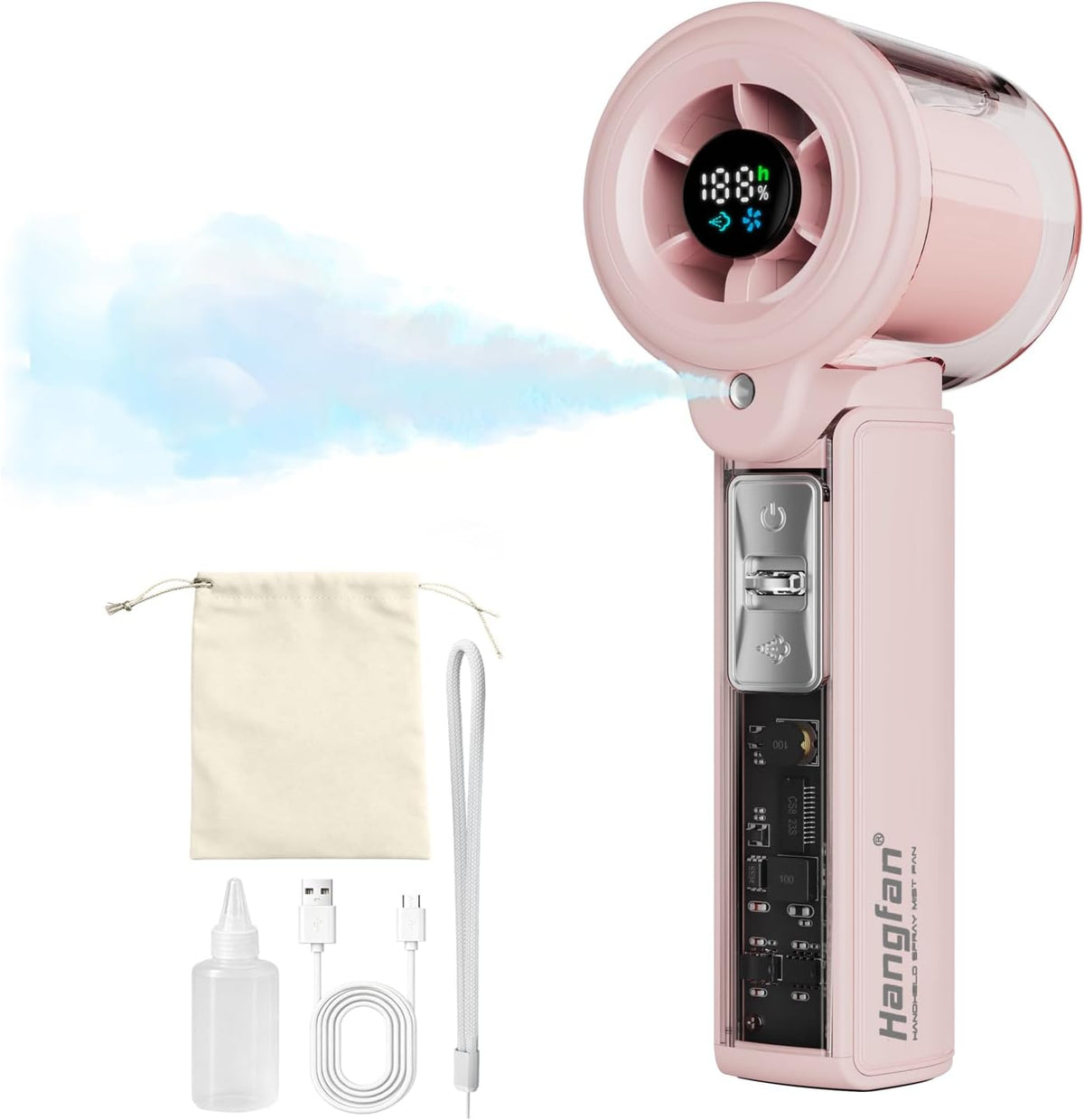 Handheld Misting Fan,20000 RPM,100 Speeds,Nano Mist,LED Display