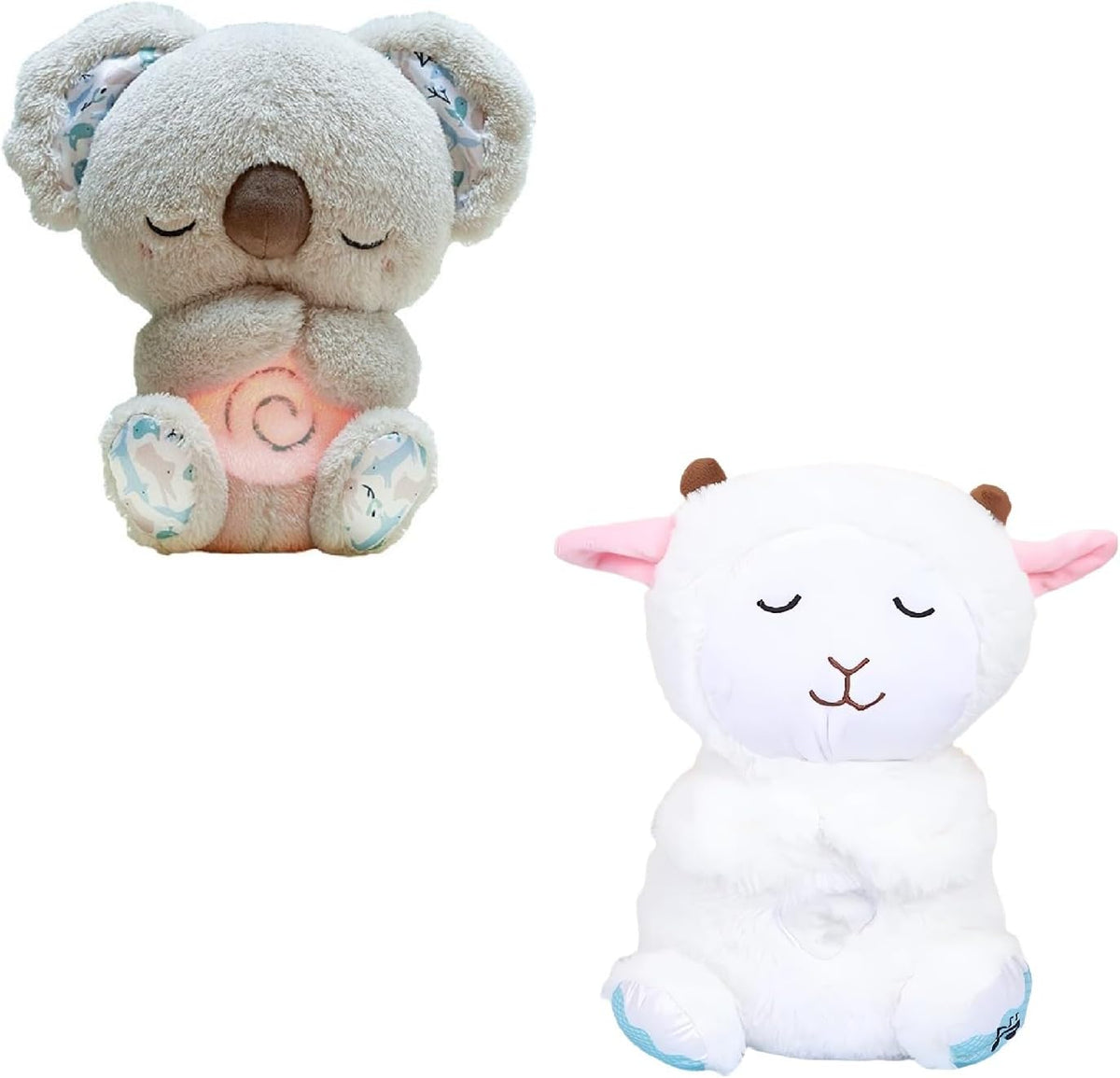 QFCST Relief Koala Breathing Stuffed Toy, Anxiety Relief Plush Breathing Animal, Sleeping Koala Plush Breathing with Musical Lights & Rhythmic Breathing Motion