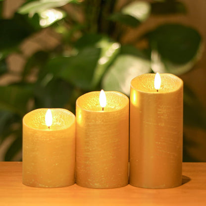ANGELLOONG Flickering Flameless Candles, Realistic Battery Operated Candles with Remote and Timer, Set of 3 LED Candles for Fall Room Home Wedding Decor Centerpieces Table Party Christmas Decorations