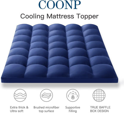 COONP Queen Mattress Topper, Extra Thick Pillowtop, Cooling and Plush Mattress Pad Cover Cotton Top Bed Topper Protector with 8-21 Inch Deep Pocket