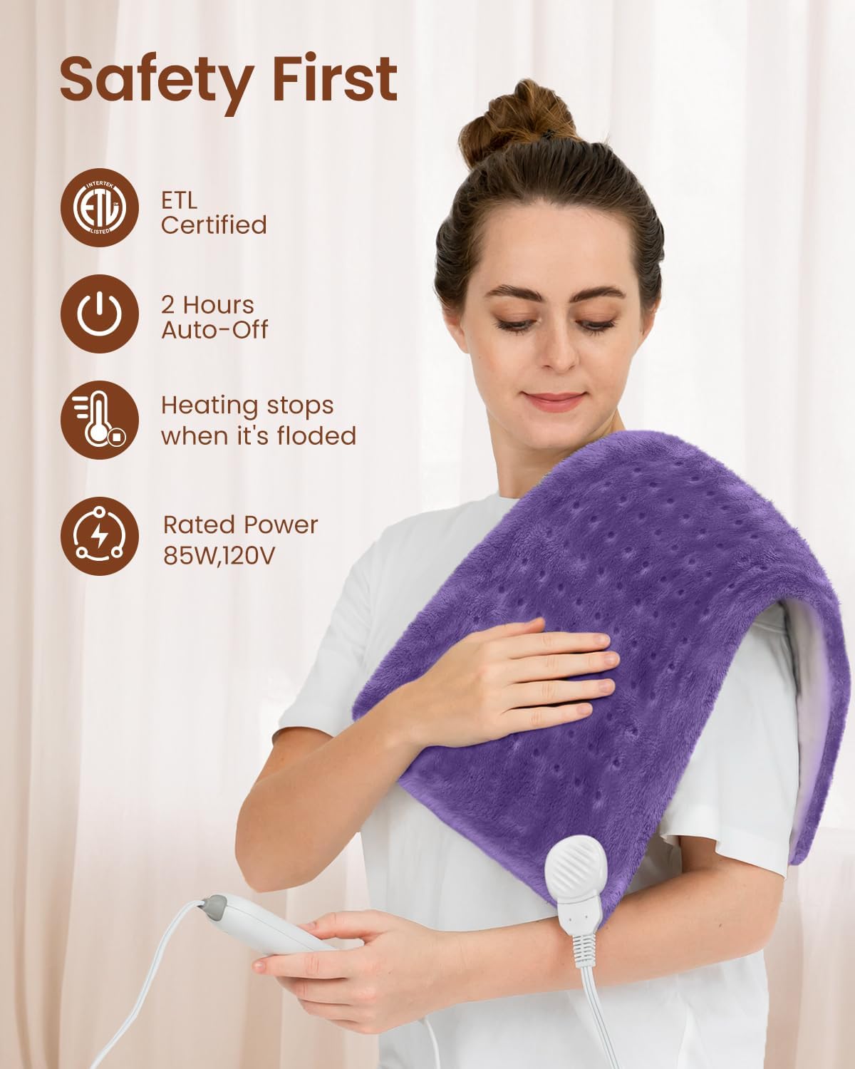 RENPHO Electric Heating Pad for Back with 10 Heat Levels