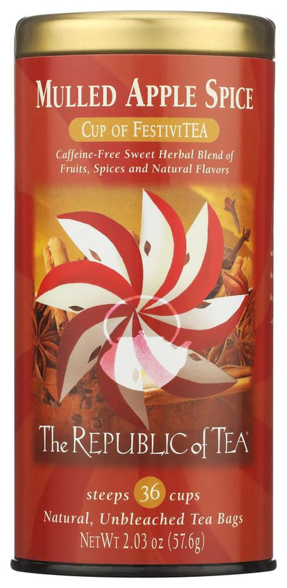 The Republic of Tea Mulled Apple Spice Herbal Tea, Caffeine-Free, 36 Count