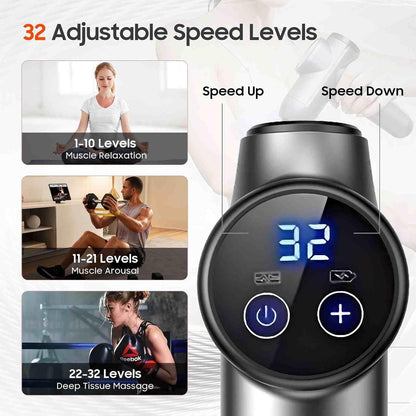Massage Gun with Heat, Mini Handheld Massager for Home & Travel, Quiet, Lightweight & Portable,Powerful Full Body Electric Massager Tool for Men and Women, (Grey)
