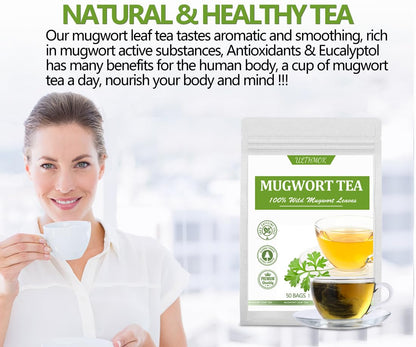 Premium Lemon Balm Leaf Tea, 50 Bags. Made with 100% Natural Lemon Balm Leaves, No Additive & Caffeine Free, Promotes Relaxation & Support Digestion.