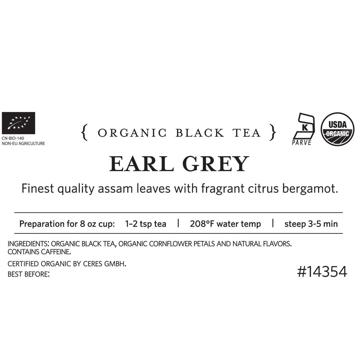 Tea Forte Earl Grey Loose Leaf Tea Bag