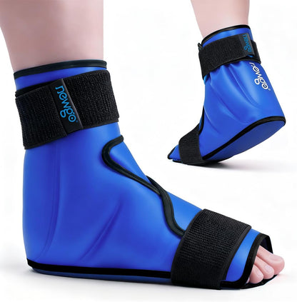NEWGO Foot Ice Pack Wrap for Plantar Fasciitis Relief, 360° Full Coverage Reusable Gel Ice Boot for Heel & Ankle Pain, Cold Compression for Swelling, Achilles Tendonitis & Ankle Sprain- Black