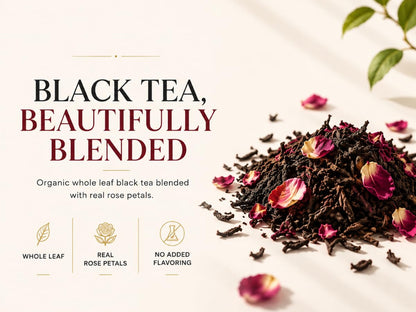 Organic English Breakfast Black Tea – High Mountain Yunnan Whole Leaf Tea – Bold, Smooth & Full-Bodied Morning Tea (1lb Rose Black Tea (pack of 1))