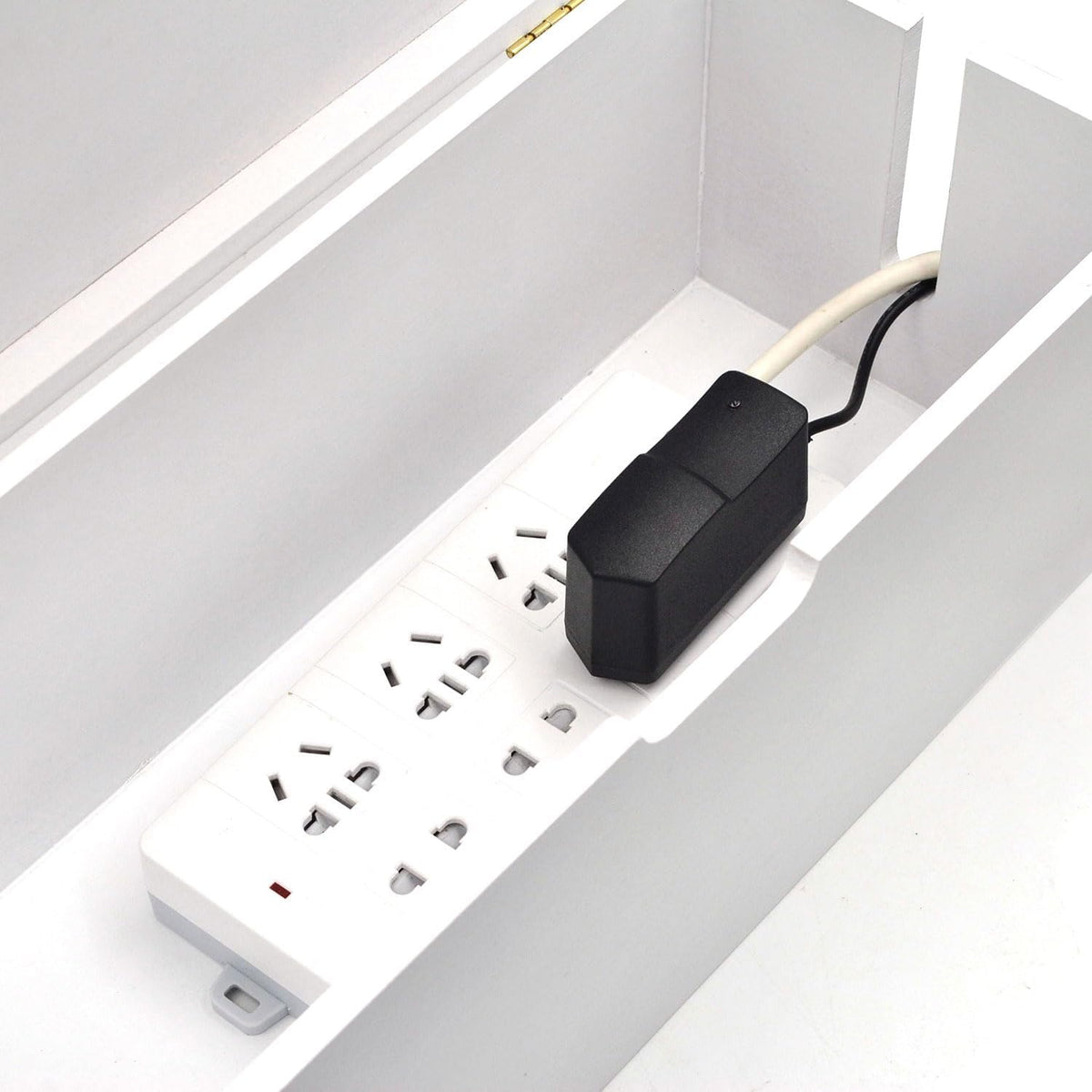 15 Inch Bamboo Large Cable Management Box, Black Cord Organizer