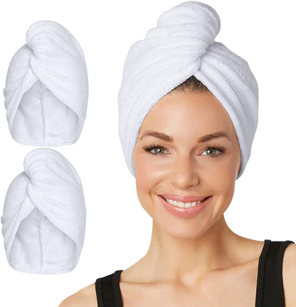 Turbie Twist 2-Pack Microfiber Hair Towel for Beauty, Travel, Gifting - Hair Wrap Turban for Straight, Wavy & Curly Hair - Premium Personal Care - Dark Purple & Light Purple