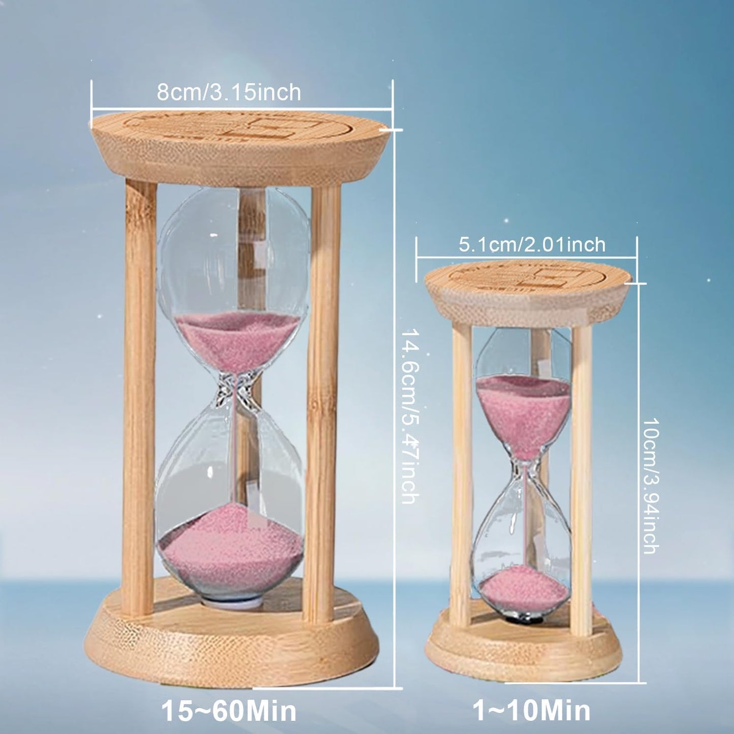 60 Minute Sand Timer, 60 Min Wood Small Hourglass Timer, Blue Sand Clock, One Hour Wooden Hour Glass for Classroom, Sandglass, Reloj De Arena Decorativo, Home, Office, Game, Gift