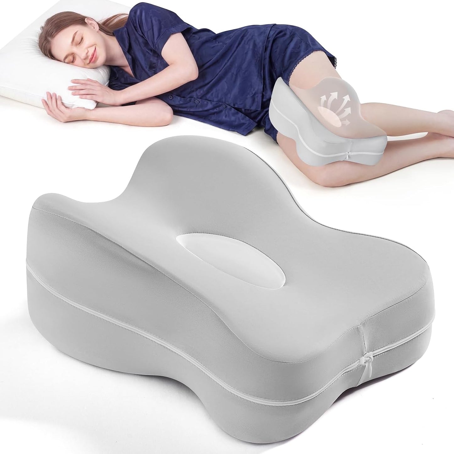 13" Extended-Length Knee Pillow for Side Sleepers with Full Thigh Support | Memory Foam Leg Pillow for Side Sleeping with Airflow Vent Reduces Heat – No Stiffening, Relieves Back/Hip/Knee Pain