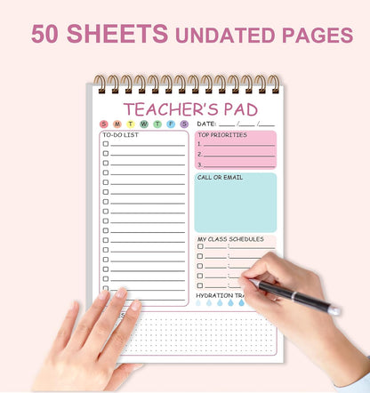 Teacher Notepad - A4 Teacher To Do List Notepad, Spiral Checklist Notebook Organizer for Teachers Notes Task Appointment, Teacher Appreciation Gifts, 8'' x 11'', Green