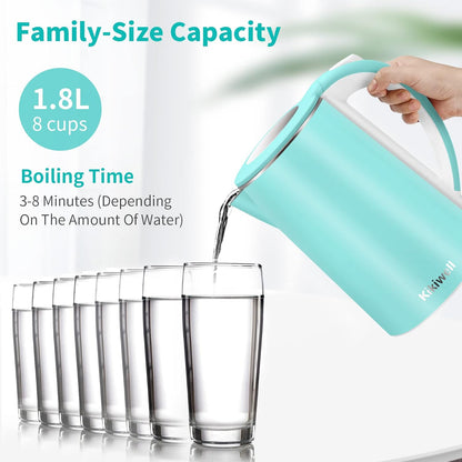 1.8L Blue Electric Kettles Stainless Steel, Double Wall