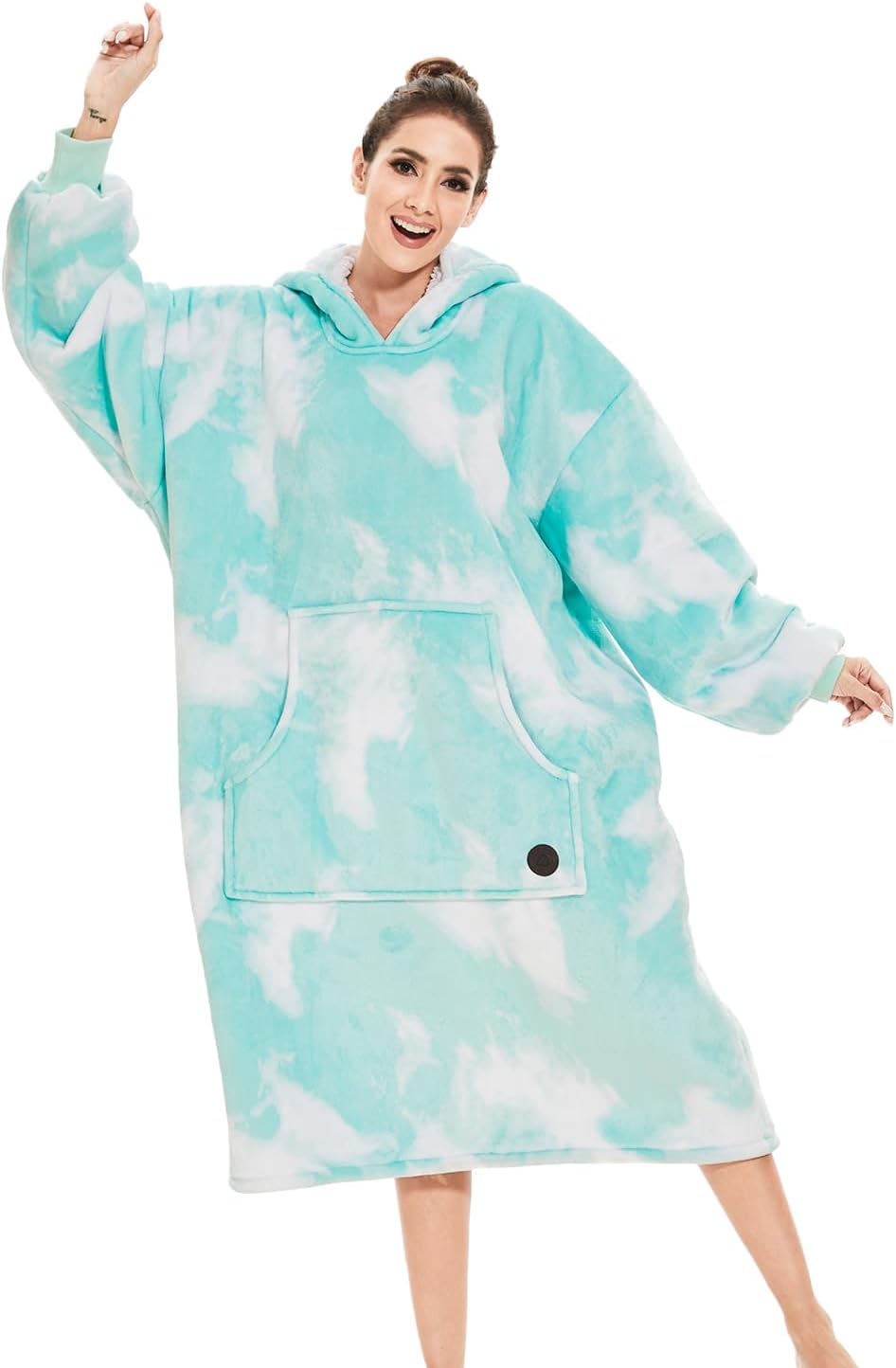 THREE POODLE Wearable Blanket Hoodie for Women, Oversized Sherpa Sweatshirt Blanket for Adults Men, Cozy Hooded Blankets, Gifts for Teen Girls Women Mom Sister