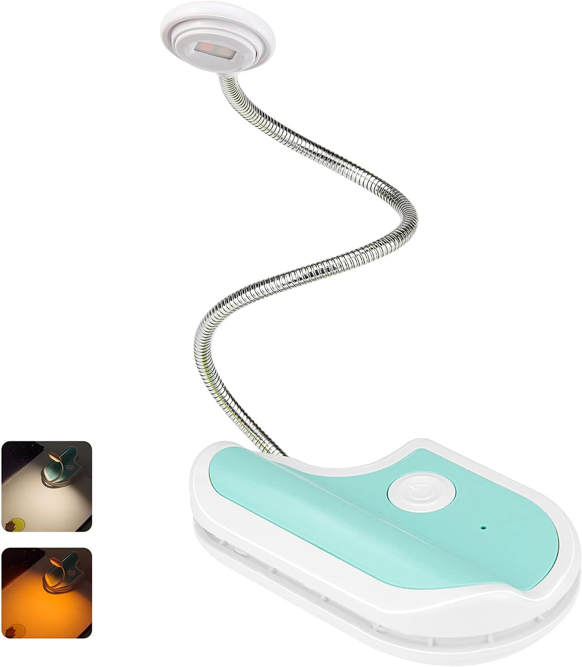 BIGMONAT Rechargeable Reading Light for Kids,Small Amber Book Light,Multi Colors Portable LED Reading Lamp with 361° Rotary Light Neck,Wireless Clip Reading Light for Books (White)