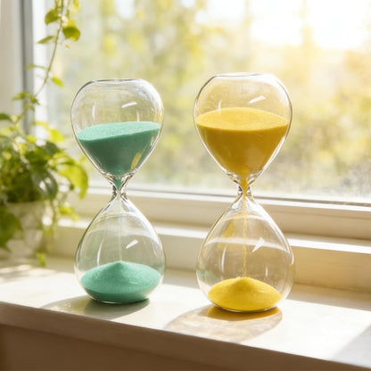 Hourglass, HoveBeaty Hand-Blown Sand Timer Set for Time Management 15 Minutes Durable Glass Construction (15 Min, Black)