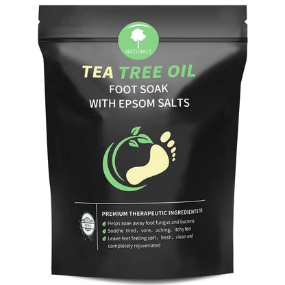 Tea Tree Oil Foot Soak with Epsom Salt, Foot Bath Salt for At-Home Pedicure, Refreshing Foot Soak for Tired Feet, Botanical Oil Blend, 16 oz