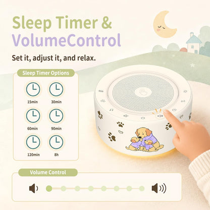 Kipcush White Noise Machine for Baby & Adults, 30 Soothing Sounds, Soft Non-Glare Nursery Lamp, 8 Color Night Lights, Memory Function (Angel V1 White, Standard)