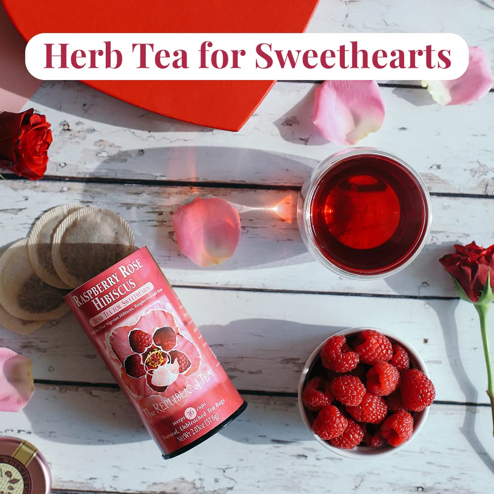 The Republic of Tea Raspberry Rose Hibiscus Herbal Tea, 36 Count