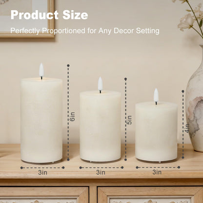 LEDHOLYT Rechargeable Flameless Glass Pillar Candles–Gifts for Women,–Set of 3, Realistic Flickering LED Flame,Remote & Timer, Ideal for Living Room, Bedroom & Halloween Festival Home Party Decor