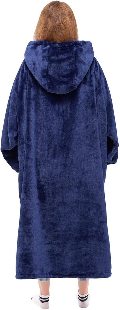 Waitu Wearable Blanket Sweatshirt Gifts for Women and Men, Warm and Cozy Giant Blanket Hoodie, Thick Flannel Blanket with Sleeves and Giant Pocket - Dark Gray