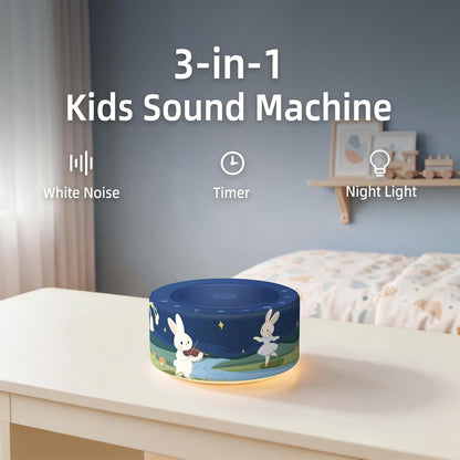 Kipcush White Noise Machine for Baby & Adults, 30 Soothing Sounds, Soft Non-Glare Nursery Lamp, 8 Color Night Lights, Memory Function (Angel V1 White, Standard)