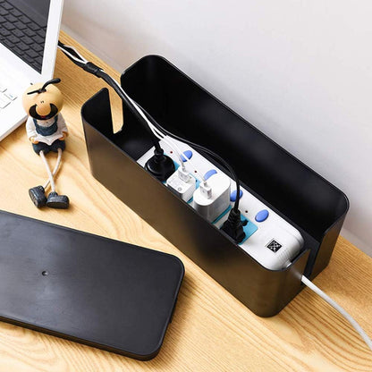 [Set of Three] Cable Management Boxes Organizer, Large Storage Wires Keeper Holder for Desk, TV, Computer, USB Hub, System to Cover and Hide & Power Strips & Cords (Ice White)