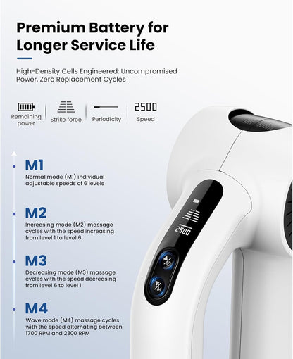 BOB AND BRAD D6 Pro Plus Massage Gun with Heat, Deep Tissue Percussion with 16mm Amplitude, Professional Muscle Massager Gun for Athletes, Quiet Electric Handheld Massager