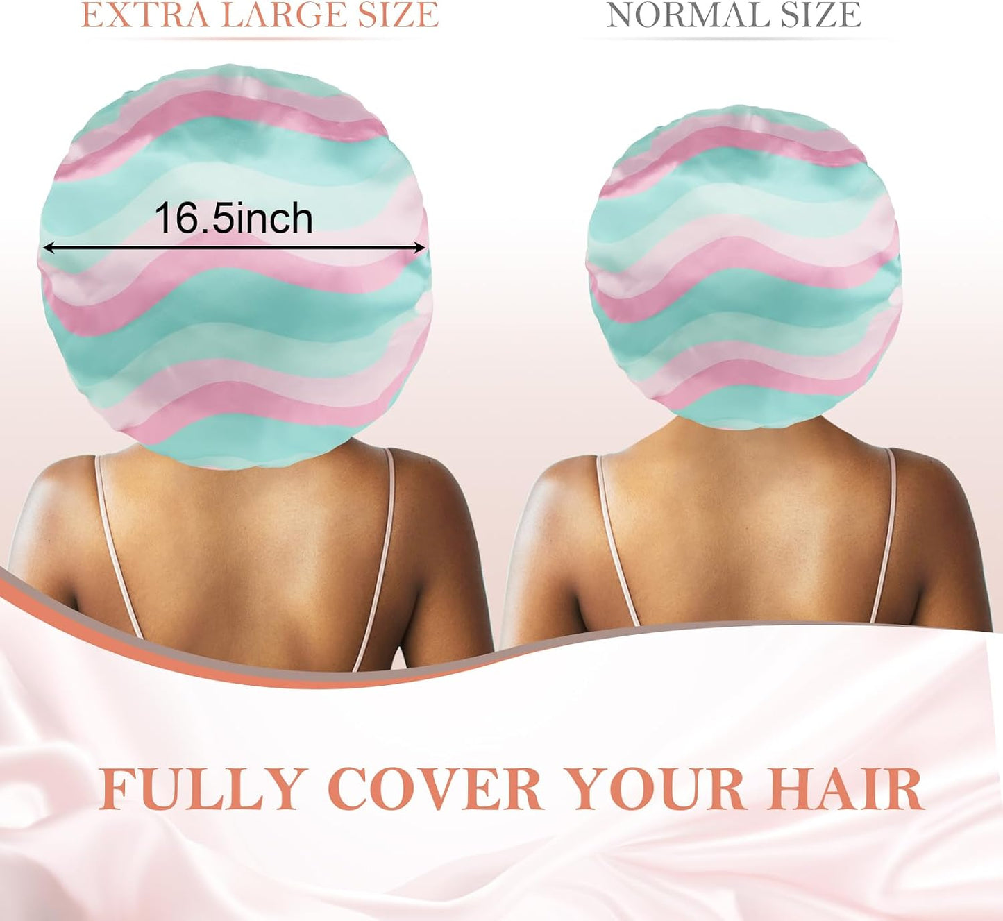 3Pcs Bonnets for Sleeping, Extra Satin Silk Bonnet for Sleeping Women with Tie Band for Curly Hair Jumbo Bonnet Braids