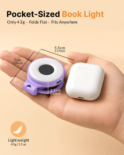 18 LED Rechargeable Clip On Book Light | 3 Color Temperatures, Stepless Dimming, Timer & Memory Function, Wide Beam Lighting, Bed Reading and Travel Use