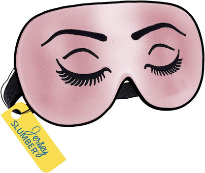 Jersey Slumber 100% Silk Sleep Mask for Women Men Side Sleeper - Light Blocking Eye Mask for Sleeping, Zero Pressure Soft Blindfold, Adjustable Strap, Silk Eye Cover for Travel Nap - Black