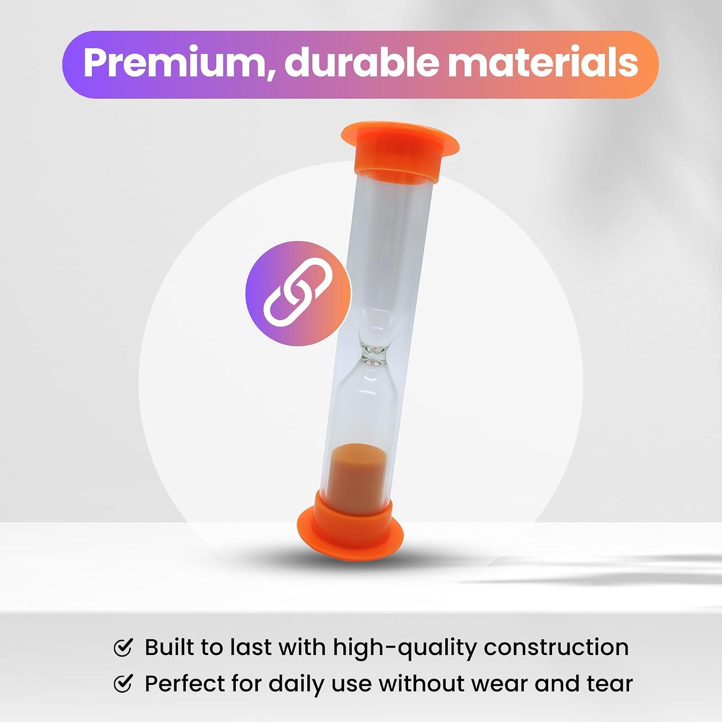 Gadgetime USA Hourglass Sand Timer - Set of 5-2 Minute Sand Timers in Orange, Pink, Purple, Blue, Green - Premium Sturdy Material, Beautiful Design & Novelty Gift