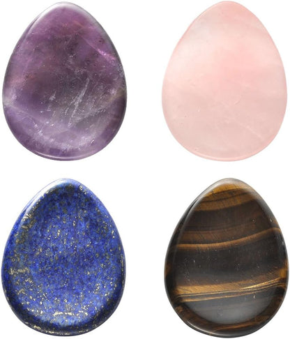 CrystalTears Tiger's Eye Thumb Worry Stone Healing Crystal Pocket Palm Stone Worry Stones for Anxiety Stress Relief