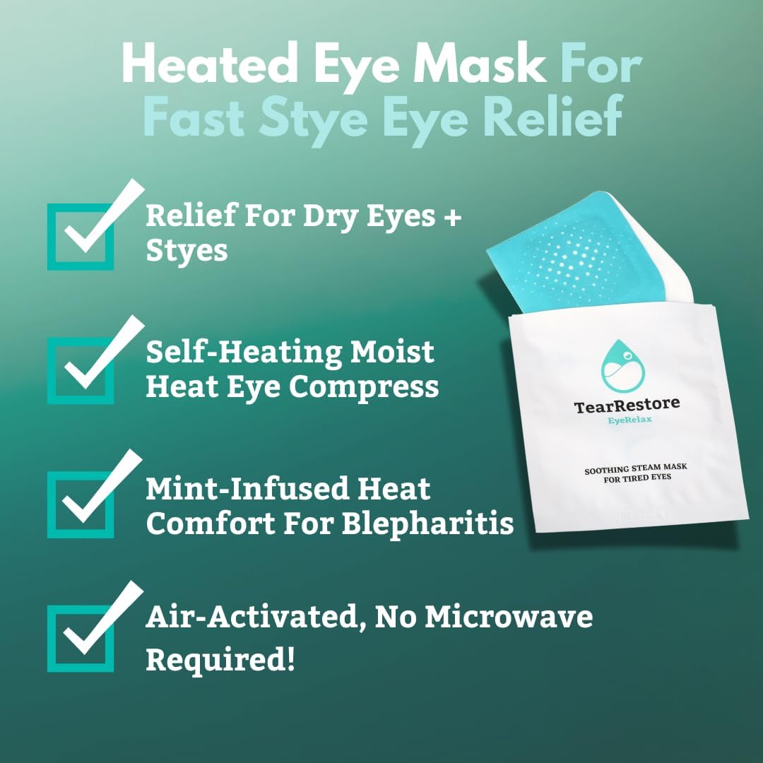 TearRestore EyeRelax Heated Eye Mask for Dry Eyes 30 Count Warm Compress