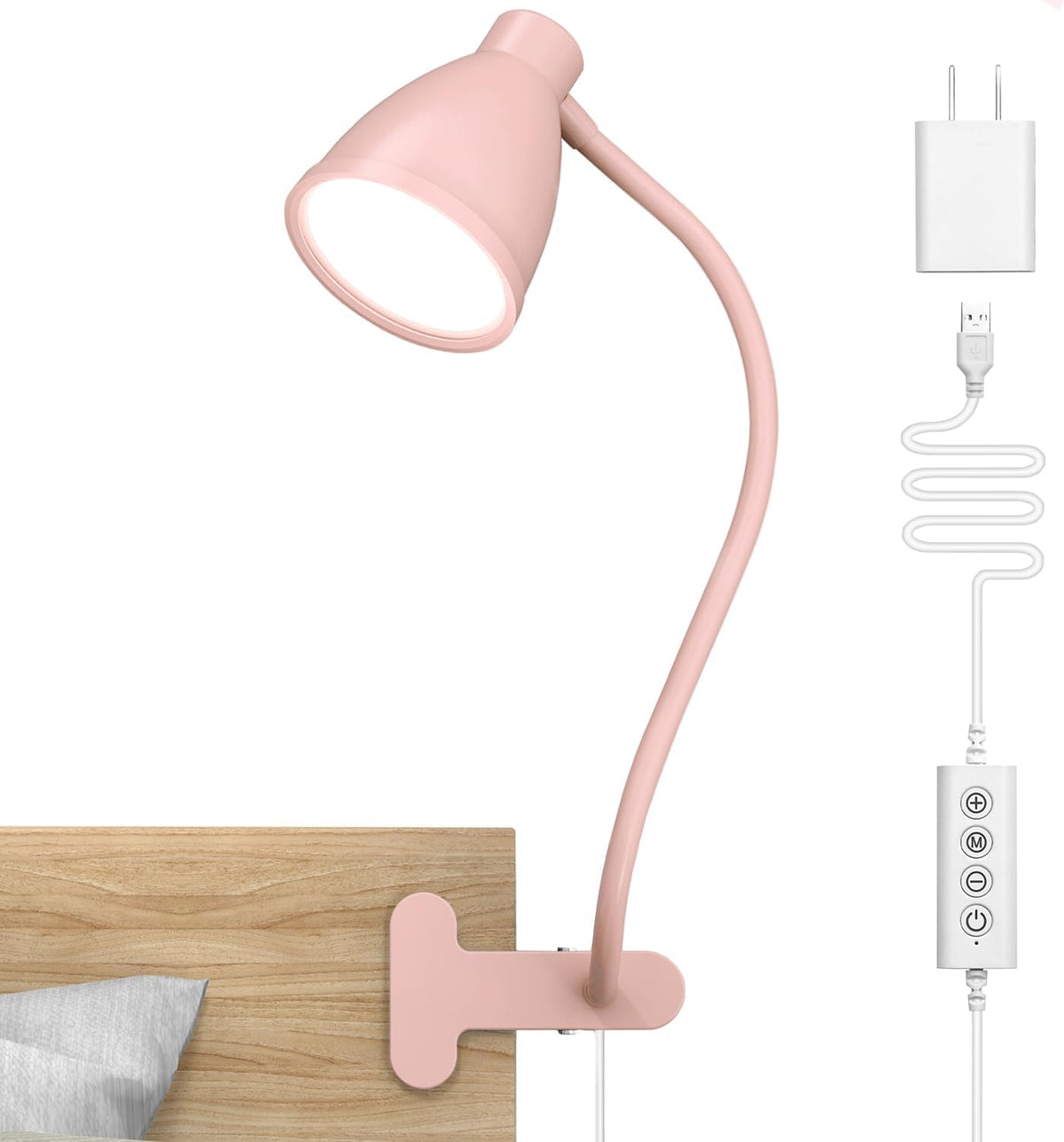 BOHON Desk Lamp with Clamp, Clip on Light, 5 Color 10 Brightness, Teal