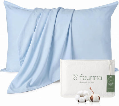 FAUNNA 100% Cotton Pillow Protectors, 600 Thread Count, Standard, 4 Pack