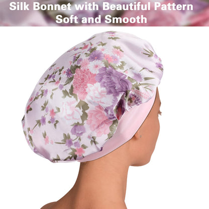 ROYBENS Satin Bonnet Hair Bonnet for Sleeping- 4 Pack Large Bonnets for Women with Elastic Soft Band for Curly Hair Braids