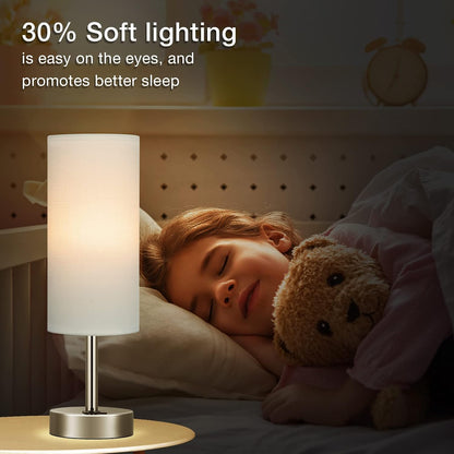Dicoool Touch Table Lamp for Bedroom, 3 Way Dimmable Bedside Lamp with USB C & A Charging Ports - Small Desk Lamp for Dorm Room, College, Kids, Office, Living Room, White