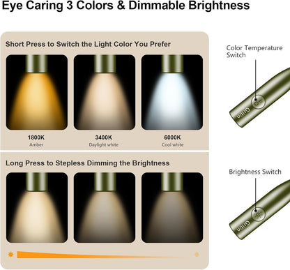 Gritin Book Light, Eye Caring 3 Colors & Dimmable Brightness Reading Light | Bendable Arms, 80+Hrs Runtime, Neck Round Design, Comfortable & Lightweight Neck Light for Reading in Bed, Crafting, Knitting
