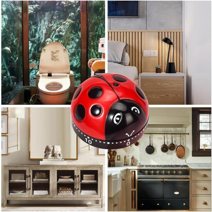 Cute Ladybug Shape Mechanical Timer Wind-Up 60 Minutes Manual Rotating Countdown Timers for Oven,Cooking,Restroom,Classroom,Exercise,Bathroom,etc...