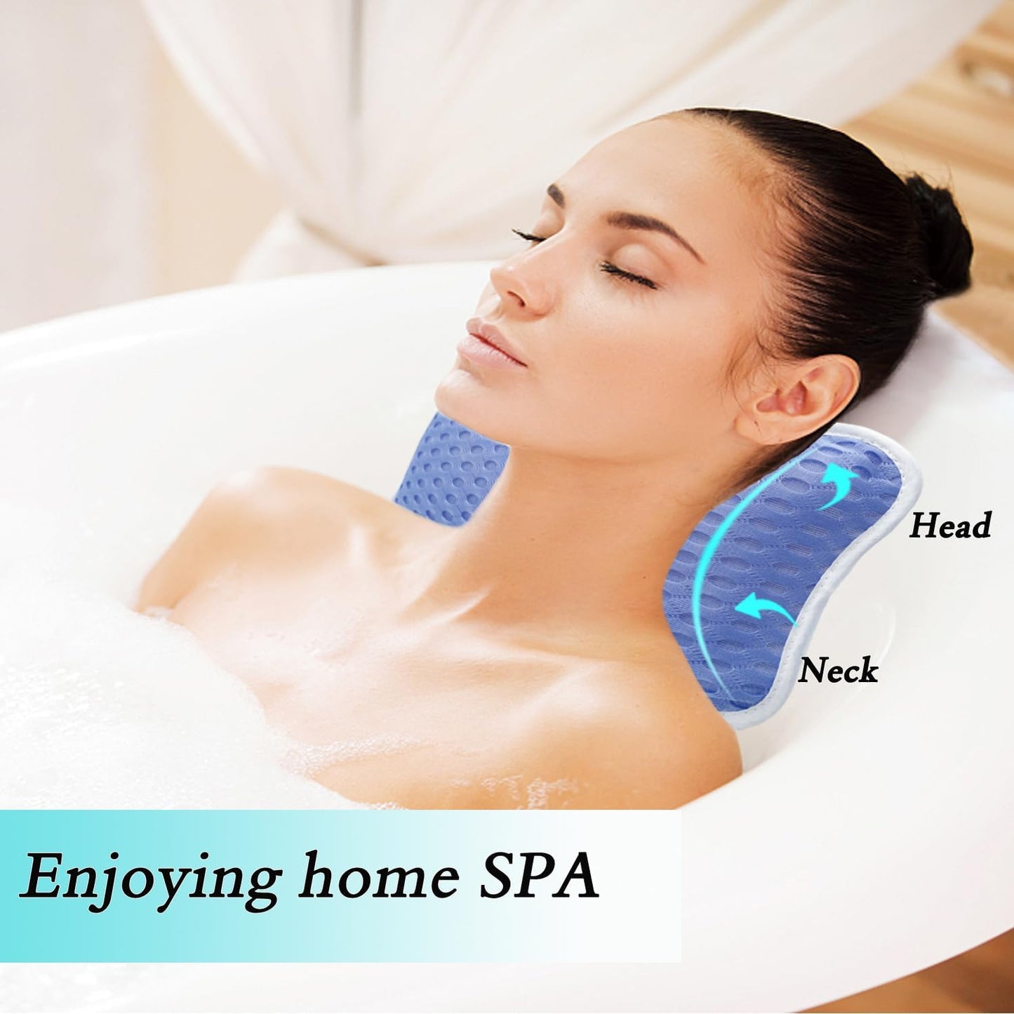 Bath Pillows for tub,Home Spa Pillows for Bathtub, Hot Tub,Head and Neck Support with 2 Strong Suction Cups,White