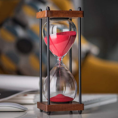 Large Hourglass Timer 60 Minute, Decorative Wooden Sandglass, Black