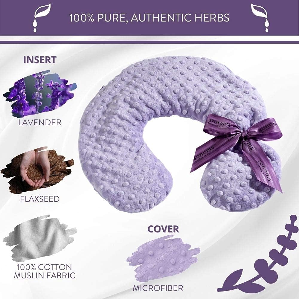 Sonoma Lavender Luxury Lavender Heatable/Chillable Neck Pillow, Microwaveable for Neck and Shoulders with Removable Washable Covers, Great for Relaxation and Pain Relief (Angora Platinum)