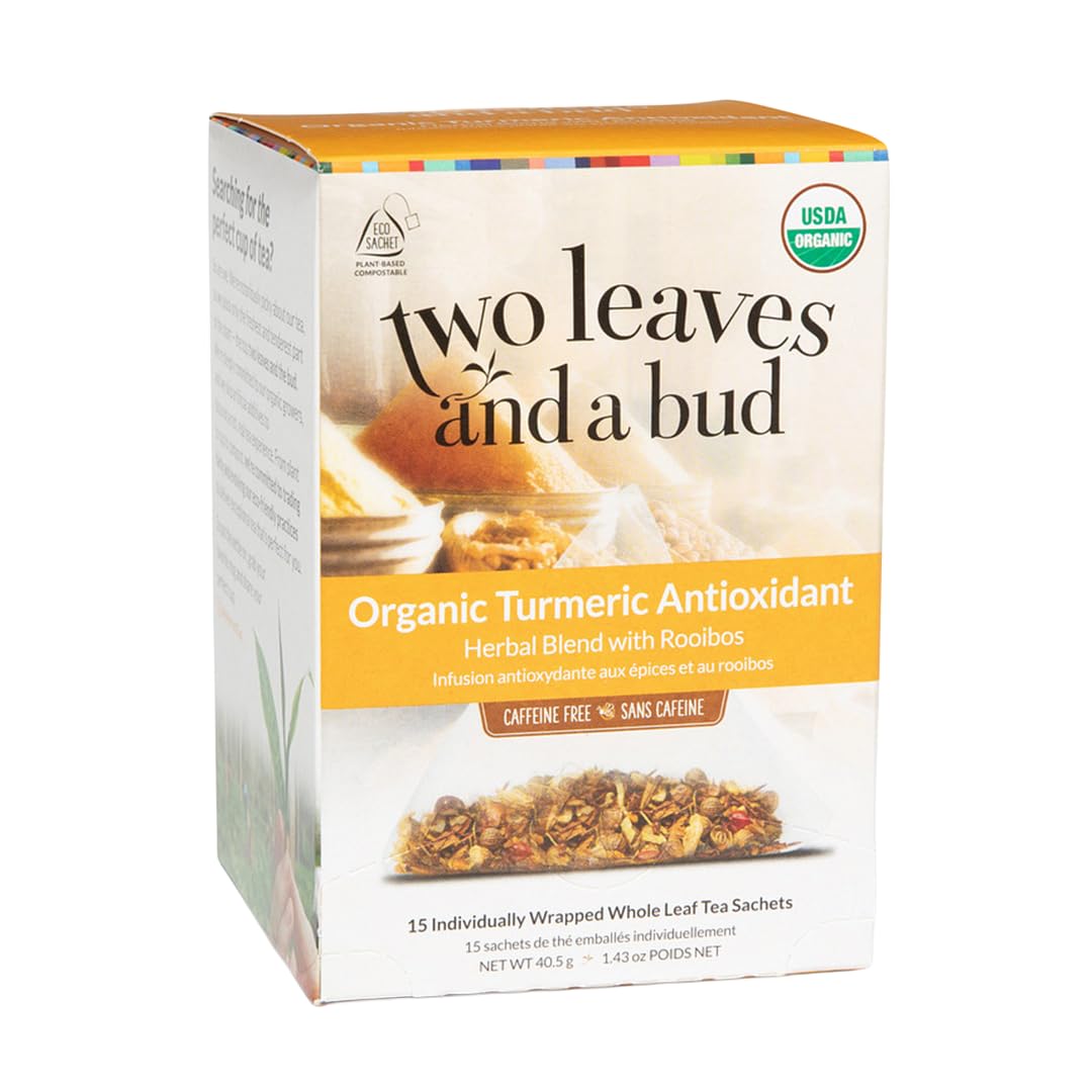 Two Leaves and a Bud Organic Turmeric Tea, 15 Count (Pack of 1)